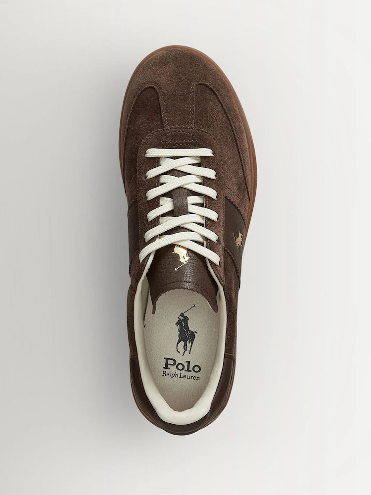 Polo Ralph Lauren Heritage Aera Leather/Suede Trainers-Brown