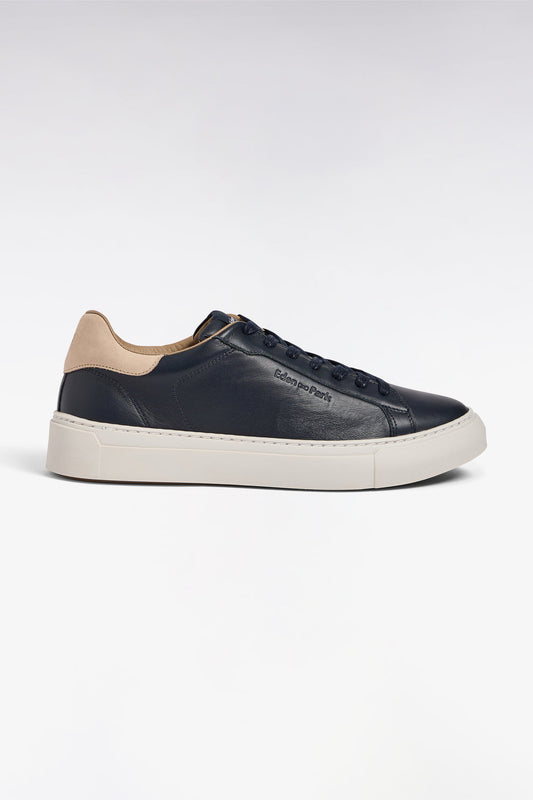 Eden Park Two-tone Navy Leather & Sand Suede Trainers