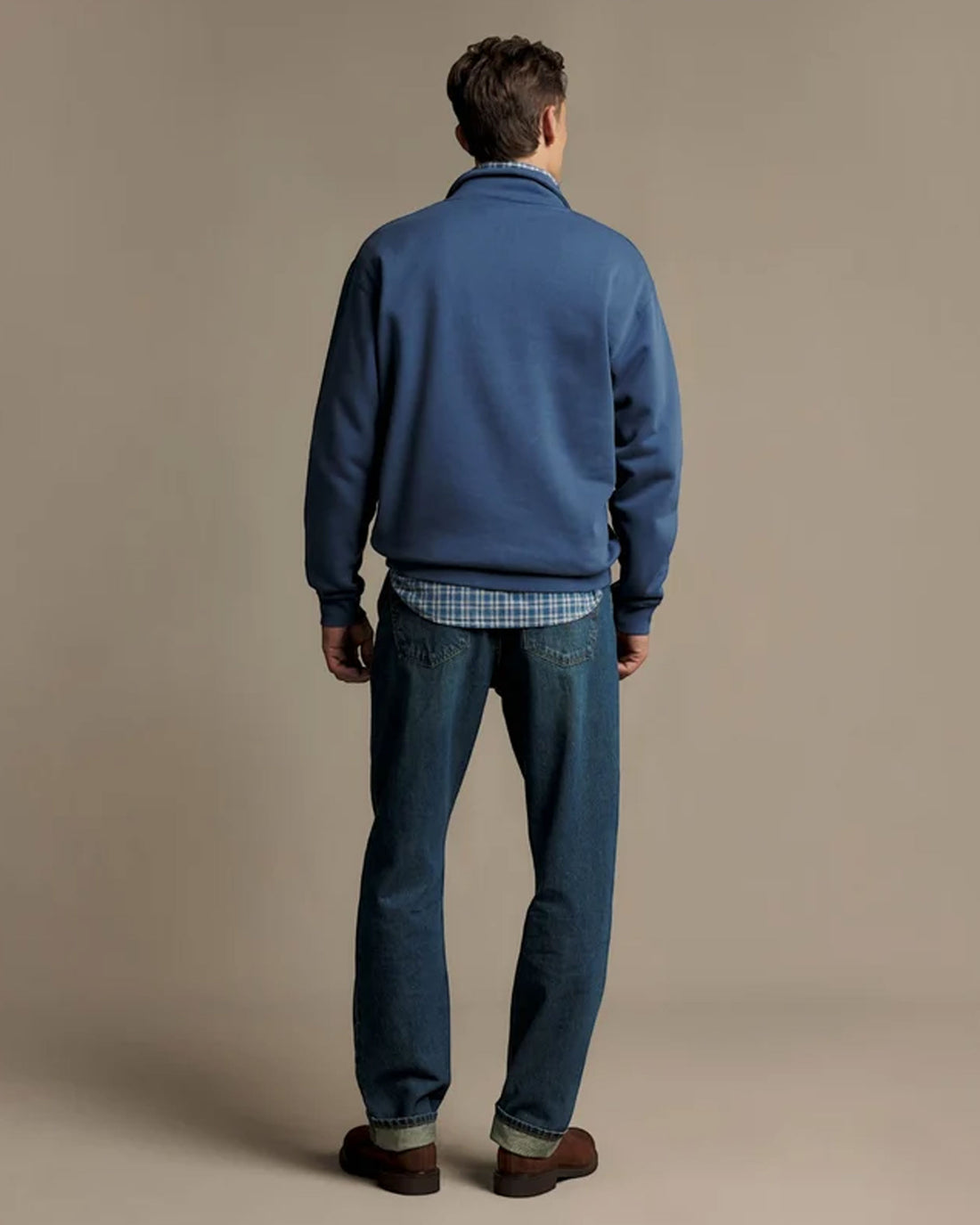 RM Williams Mulyungarie 1/4 Zip Sweatshirt-Mid Blue