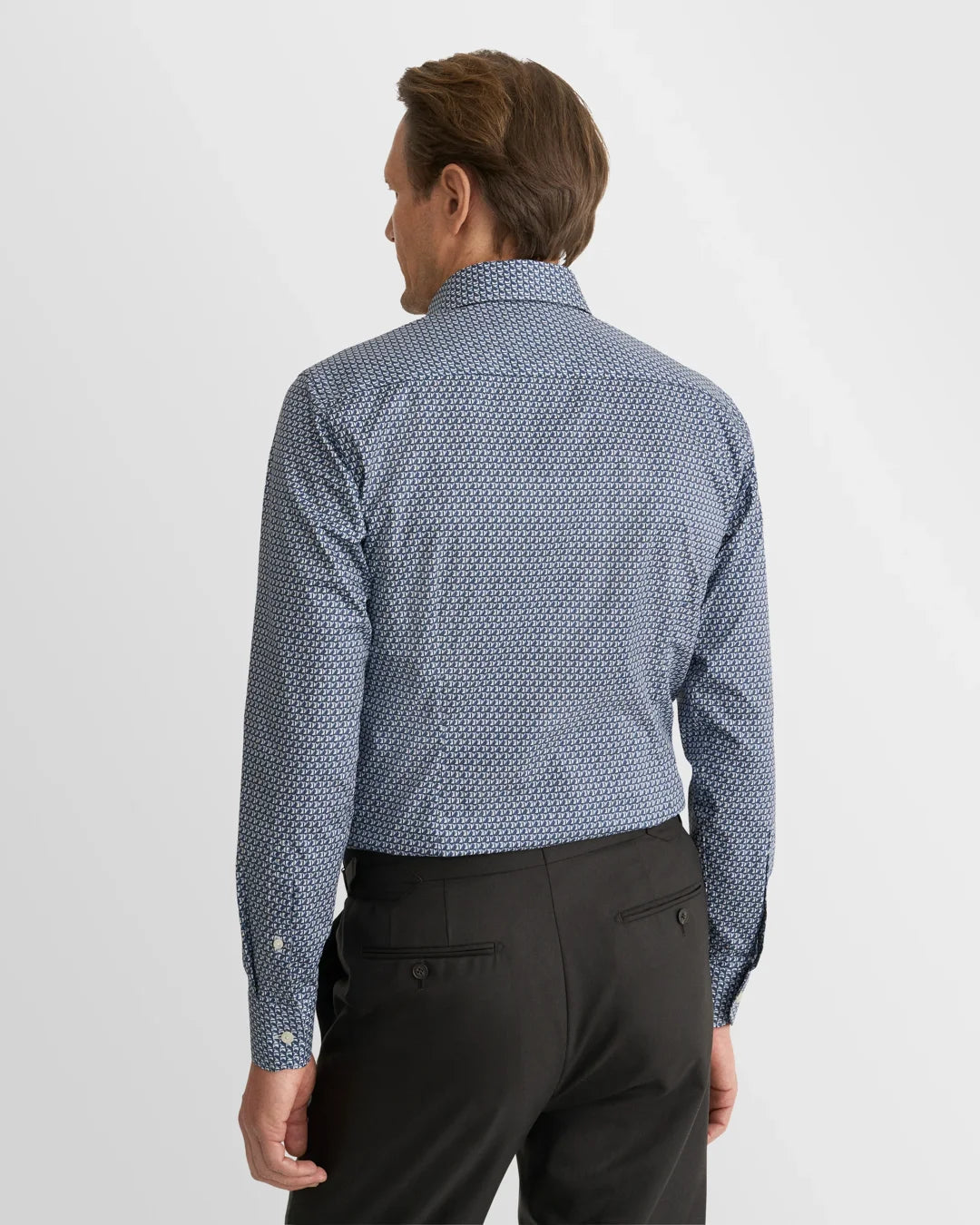 Eton Geometric Signature Twill Contemporary Fit Shirt-Blue