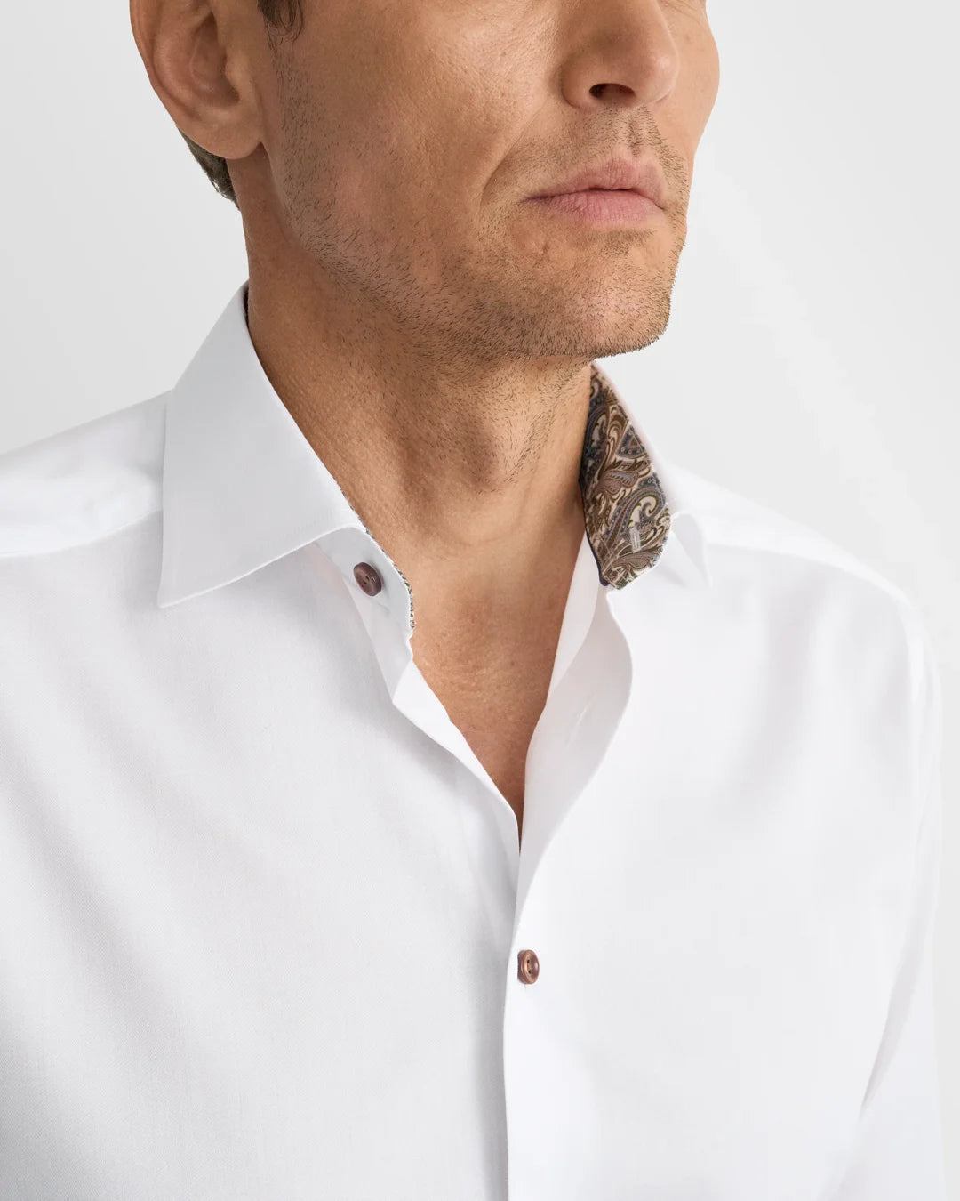 Eton Paisley Effect Signature Twill Contemporary Fit Shirt-White