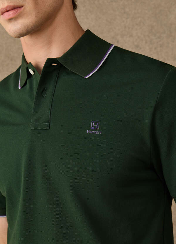 Hackett Heritage Classic Fit Tipped Polo Shirt-Rugby Green