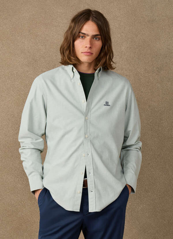 Hackett Heritage Classic Fit Solid Oxford Shirt-Green