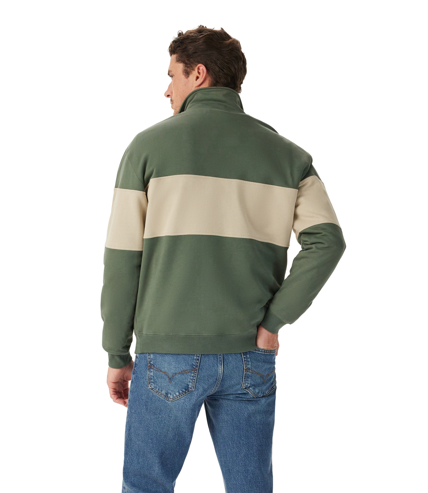 RM Williams Heritage 1/4 Zip Sweatshirt-Spruce Green