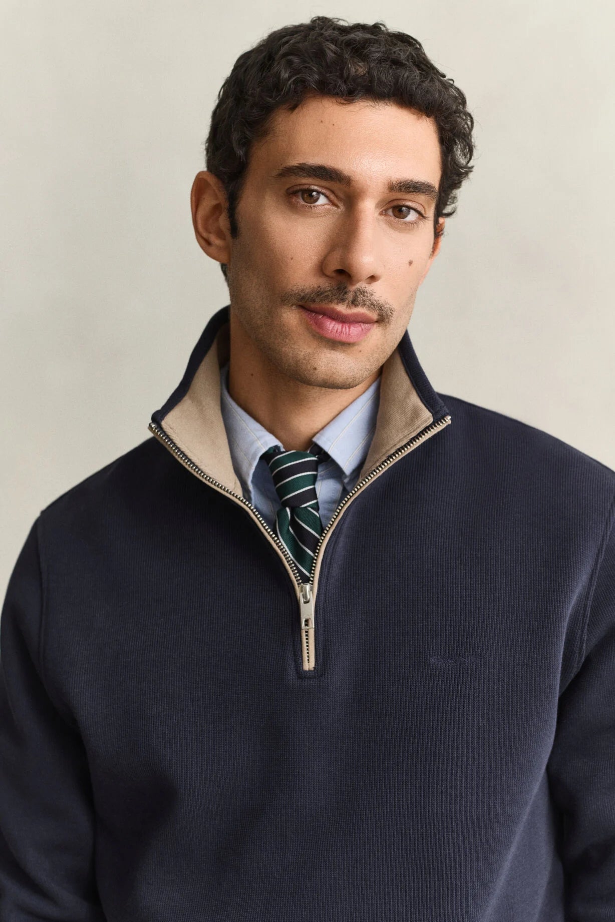 GANT Sacker Rib Half-Zip Sweatshirt-Evening Blue