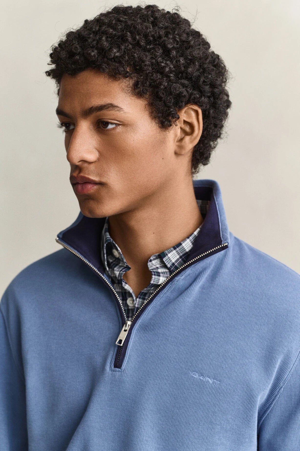 GANT Sacker Rib Half-Zip Sweatshirt-Blue Horizon