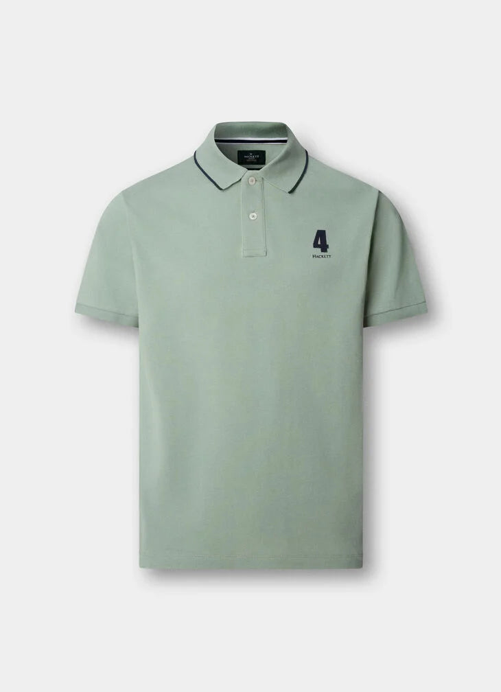 Hackett Heritage Classic Fit Number Polo - Sage Green