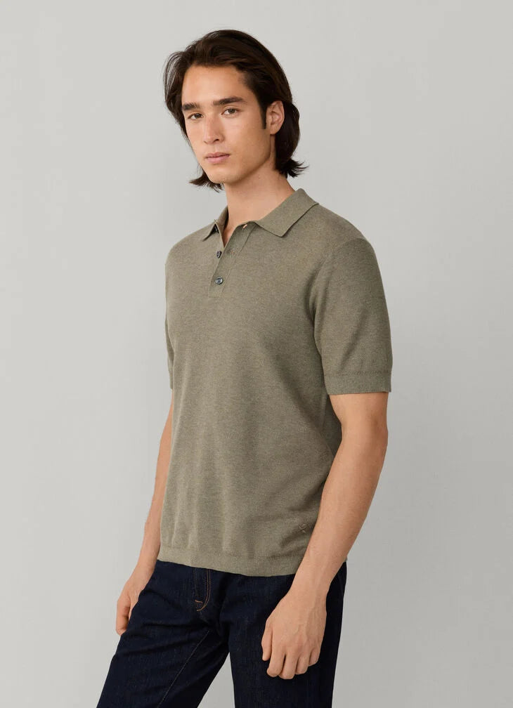 Hackett Classic Fit SS Knit Polo-Sage Green