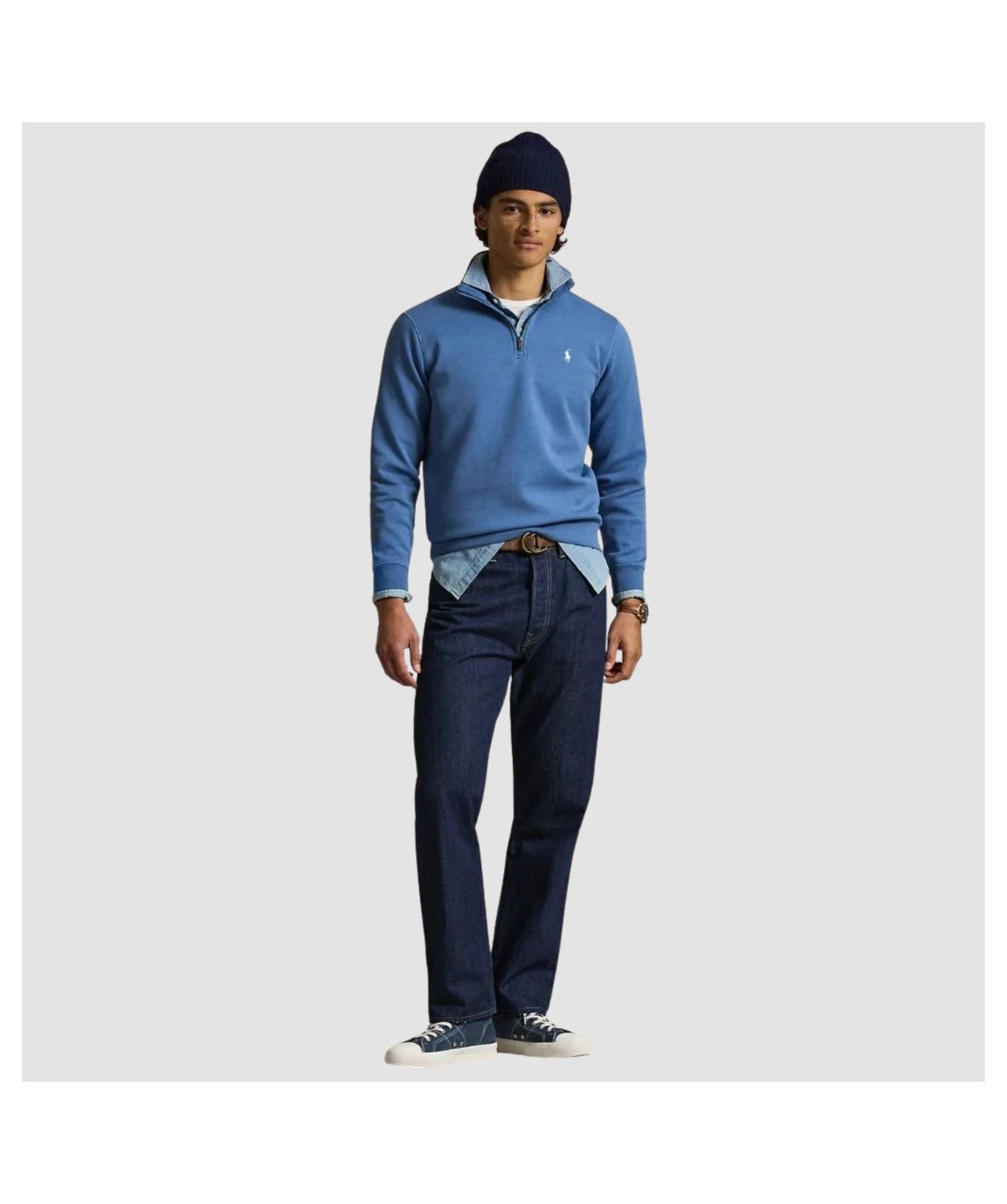 Polo Ralph Lauren Double-Knit Quarter-Zip Pullover-Delta Blue