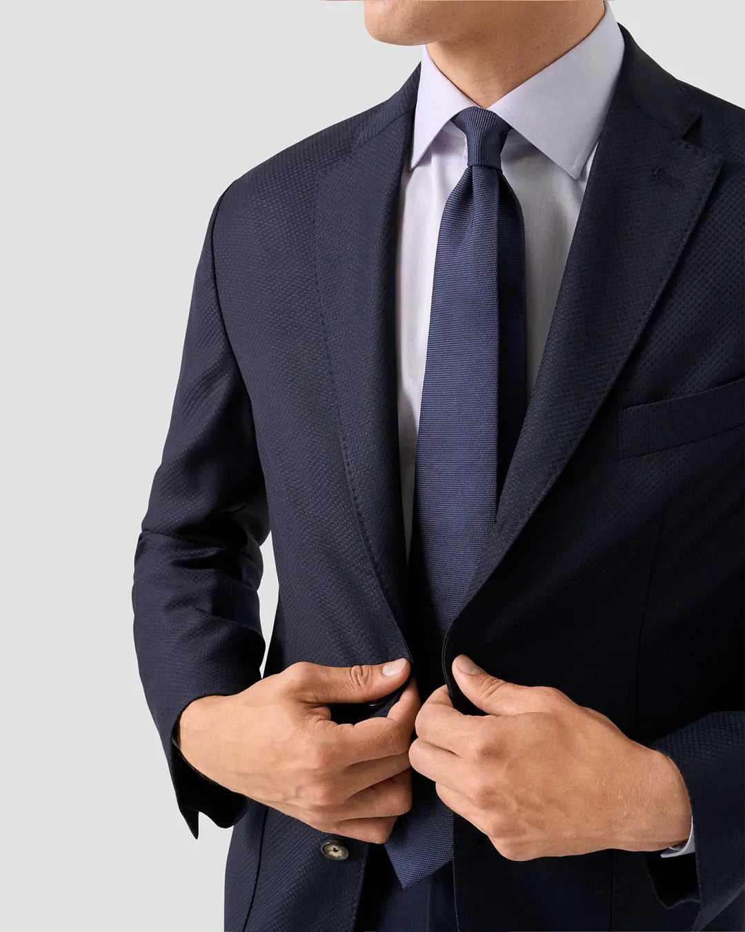 Eton Basketweave Silk Tie-Navy