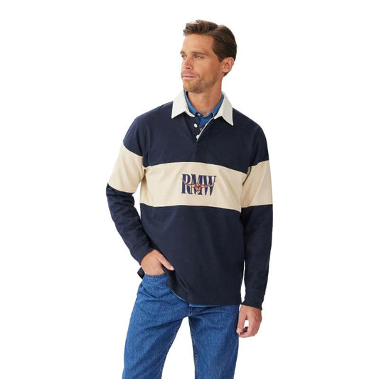 RM Williams Heritage Rugby Shirt-Navy Sand