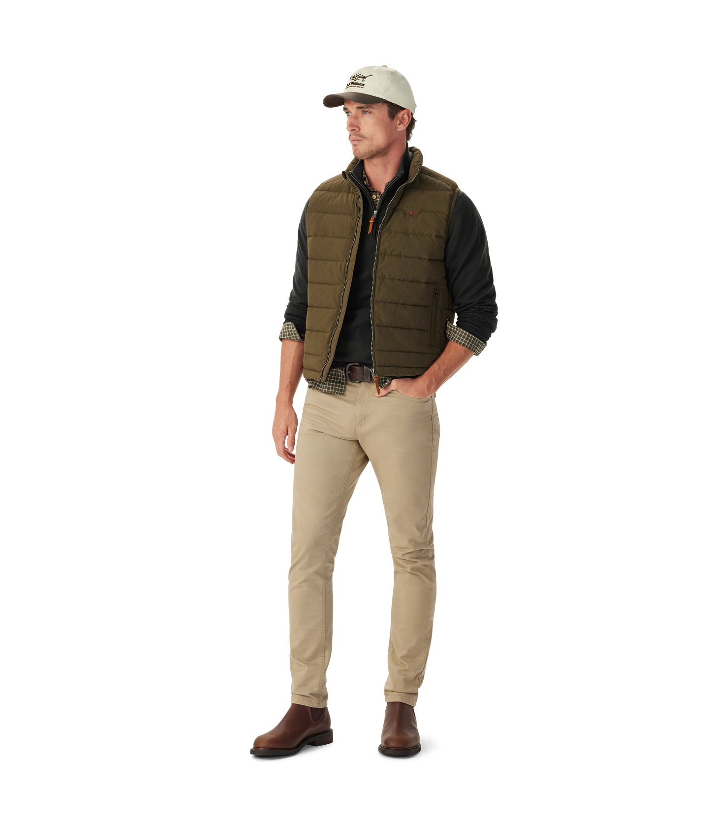 RM Williams Rydal Padded Vest-Dark Olive