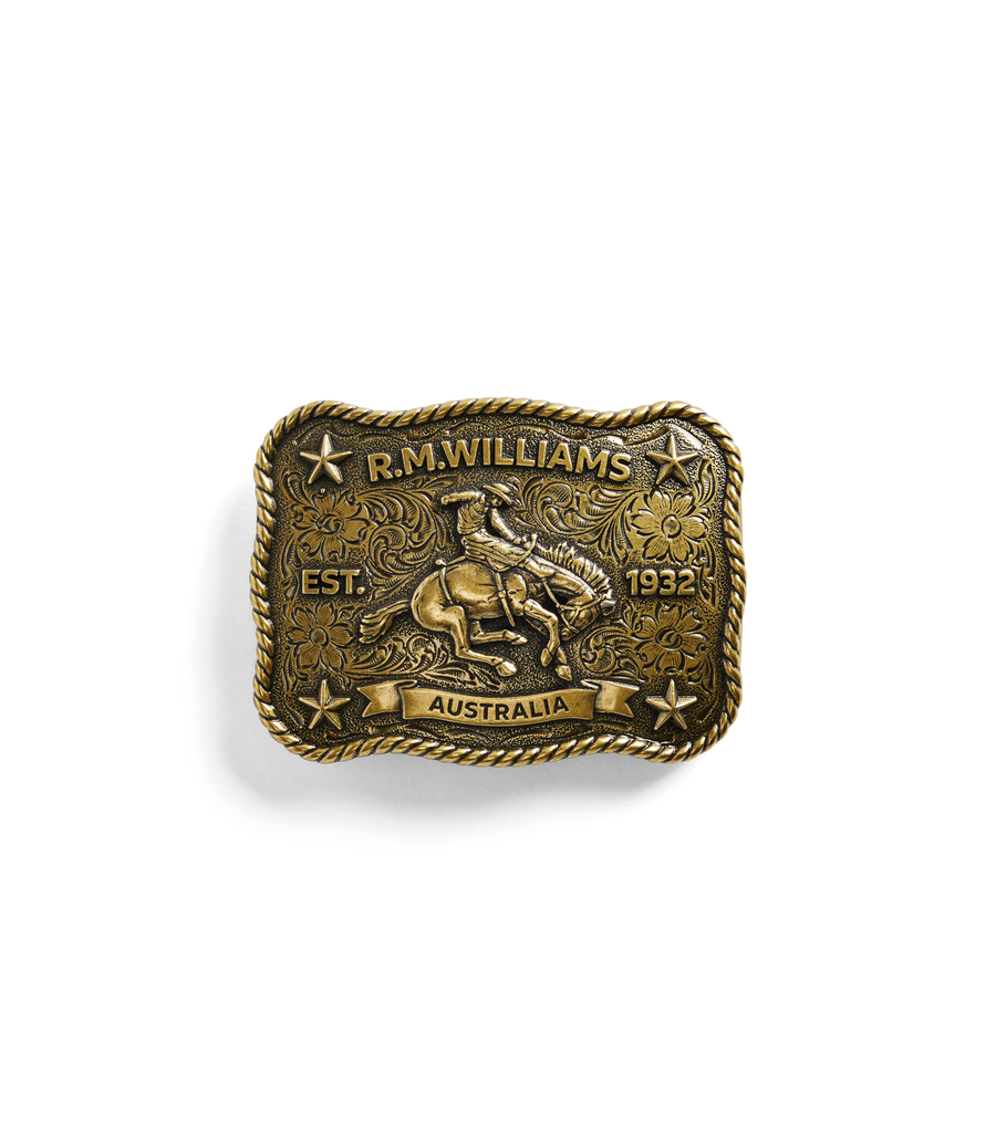RM Williams Cloudbuster Trophy Buckle Antique Brass