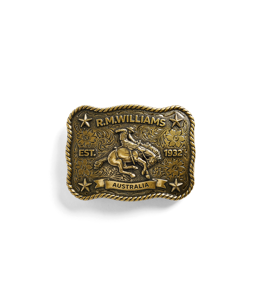 RM Williams Cloudbuster Trophy Buckle Antique Brass