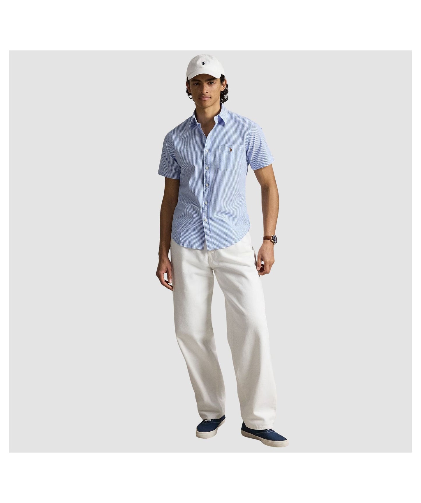 Polo Ralph Lauren Prepster Custom Fit Seersucker Shirt-Blue/White