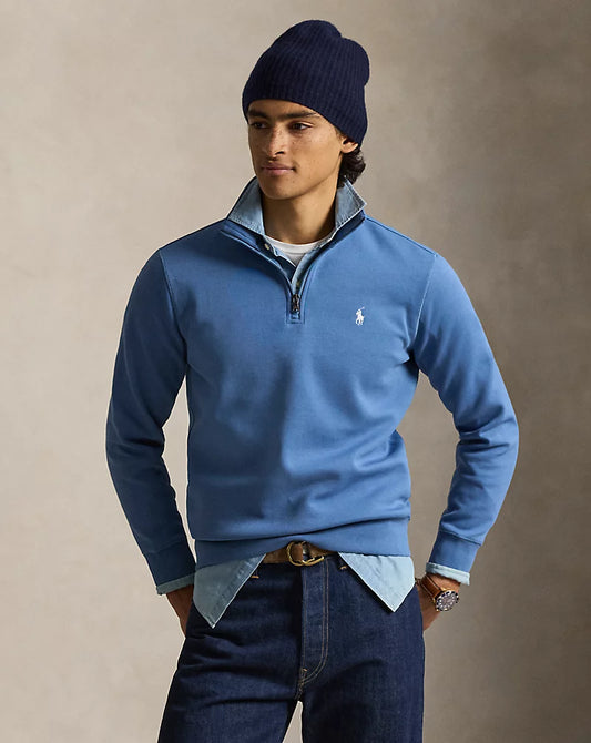 Polo Ralph Lauren Double-Knit Quarter-Zip Pullover-Delta Blue