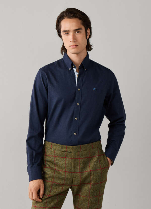 Hackett London Tailored Fit Multi Trim Flannel Shirt-Old Navy