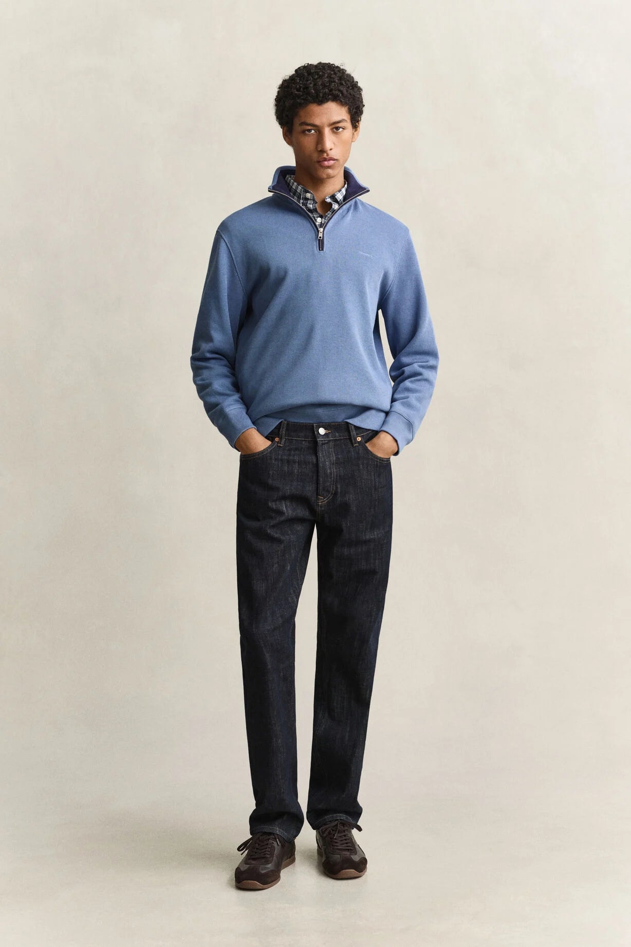 GANT Sacker Rib Half-Zip Sweatshirt-Blue Horizon