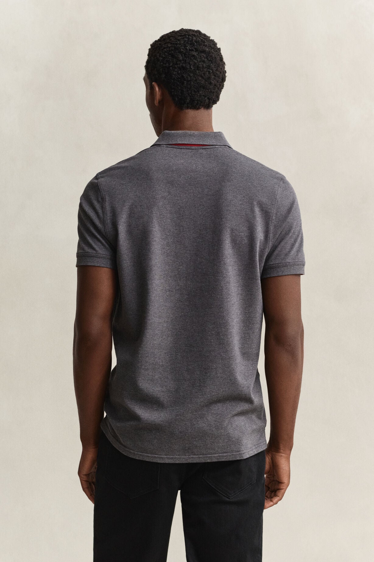 GANT Contrast Pique Polo Shirt-Antracite Melange