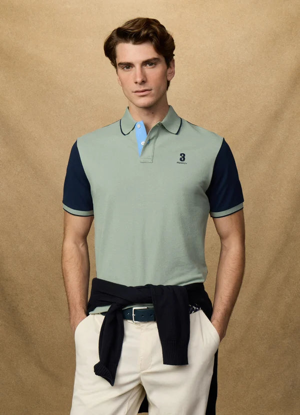 Hackett Heritage Classic Fit Back Panel Polo - Sage Green