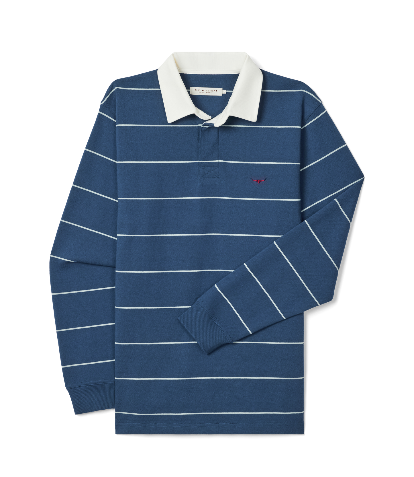 RM Williams Albany Stripe Rugby Shirt-Vintage Blue