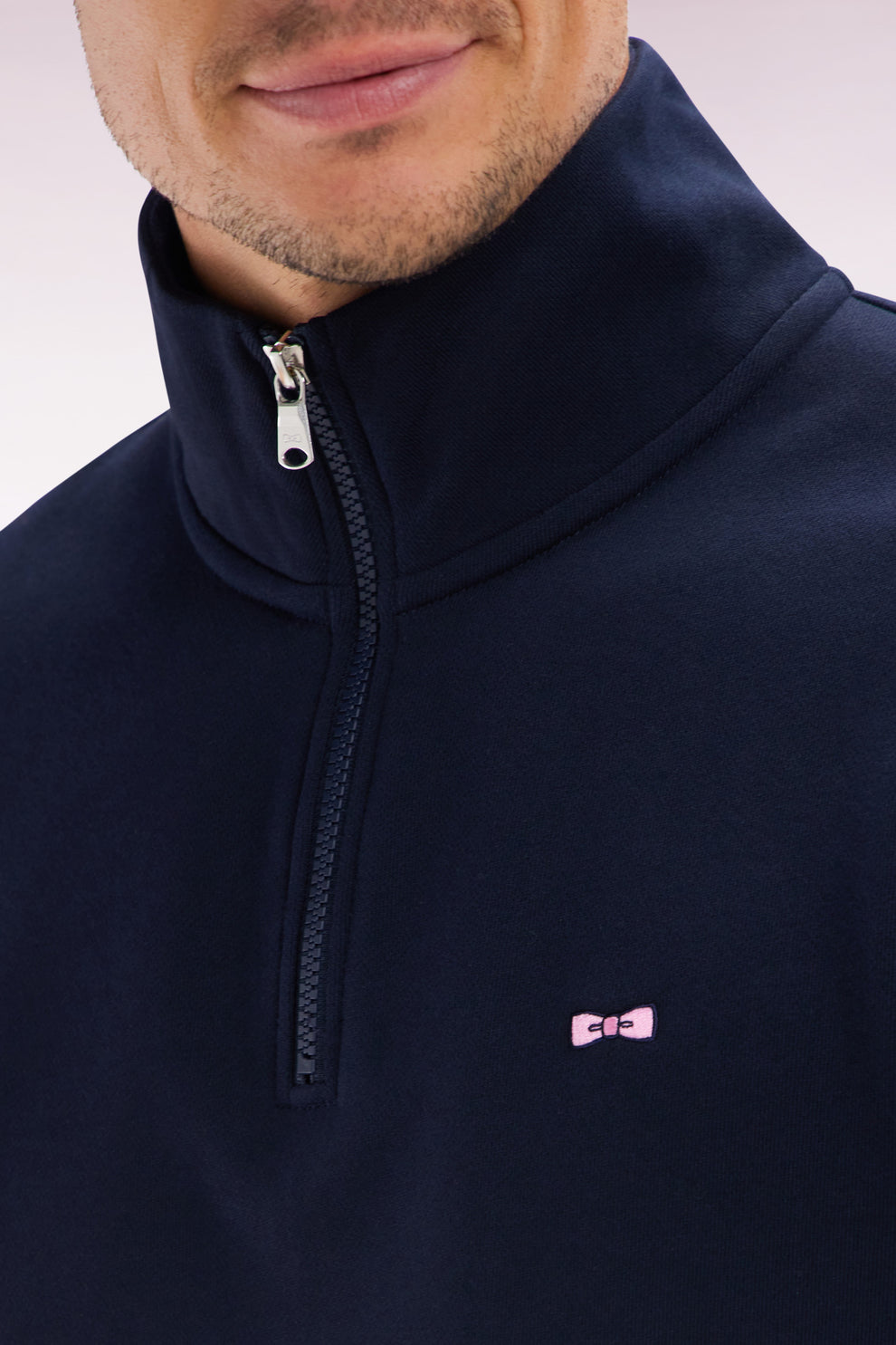 Eden Park Straight Fit Navy cotton 1/4 Zip Sweatshirt