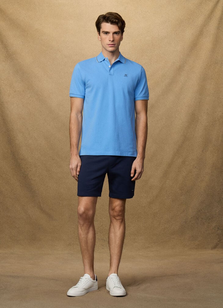 Hackett Heritage Classic Fit Tipped Polo - Bright Blue