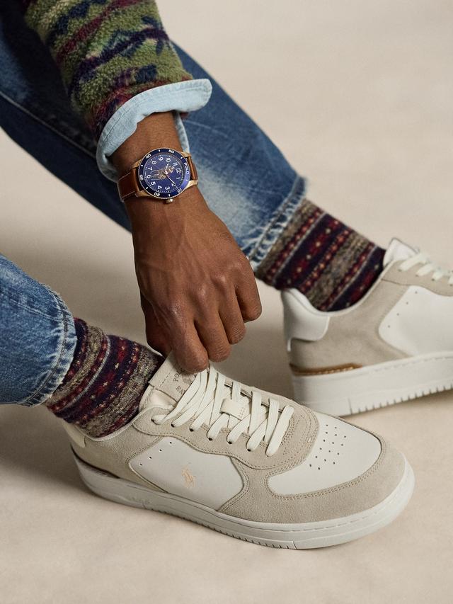 Polo Ralph Lauren Masters Court Leather/Suede Trainers-Milkshake/Ecru
