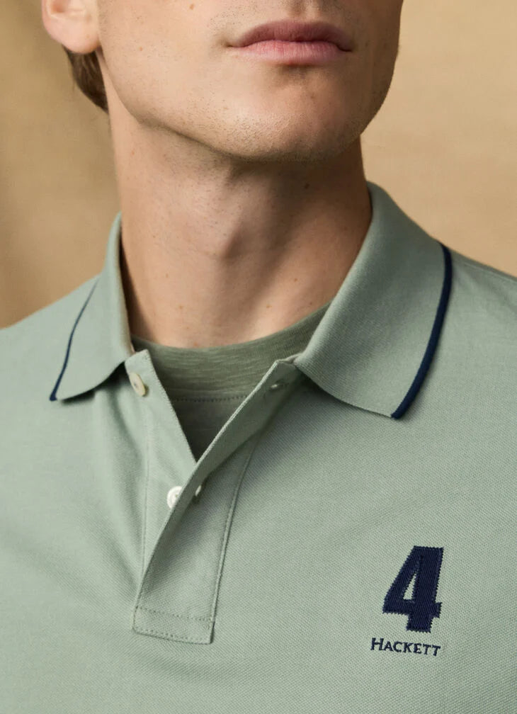 Hackett Heritage Classic Fit Number Polo - Sage Green