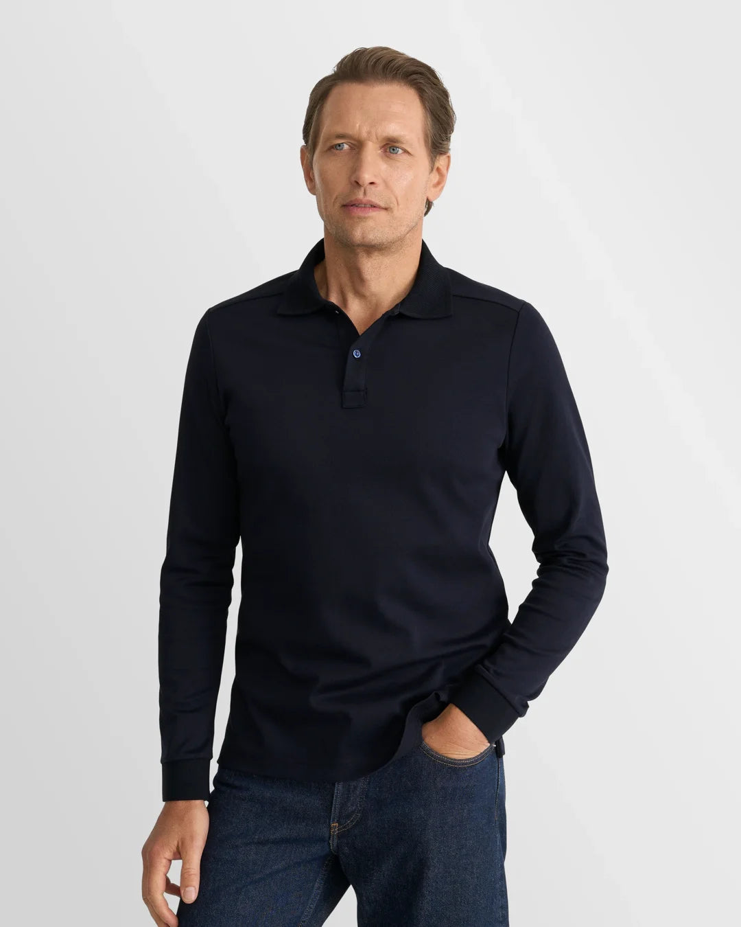 Eton Interlock Polo Shirt-Navy