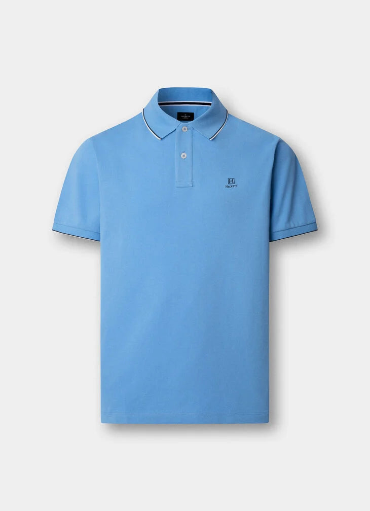 Hackett Heritage Classic Fit Tipped Polo - Bright Blue
