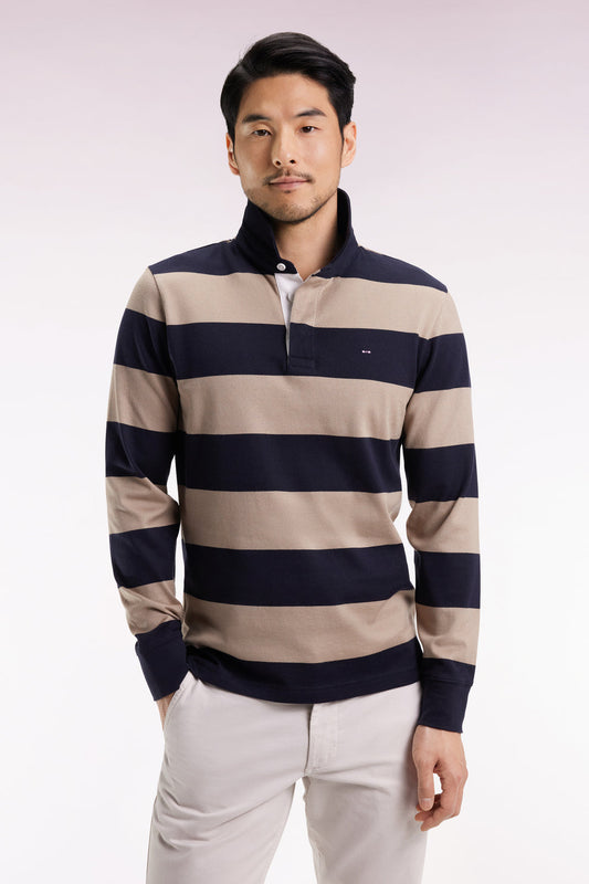 Eden Park Beige Striped Rugby Shirt