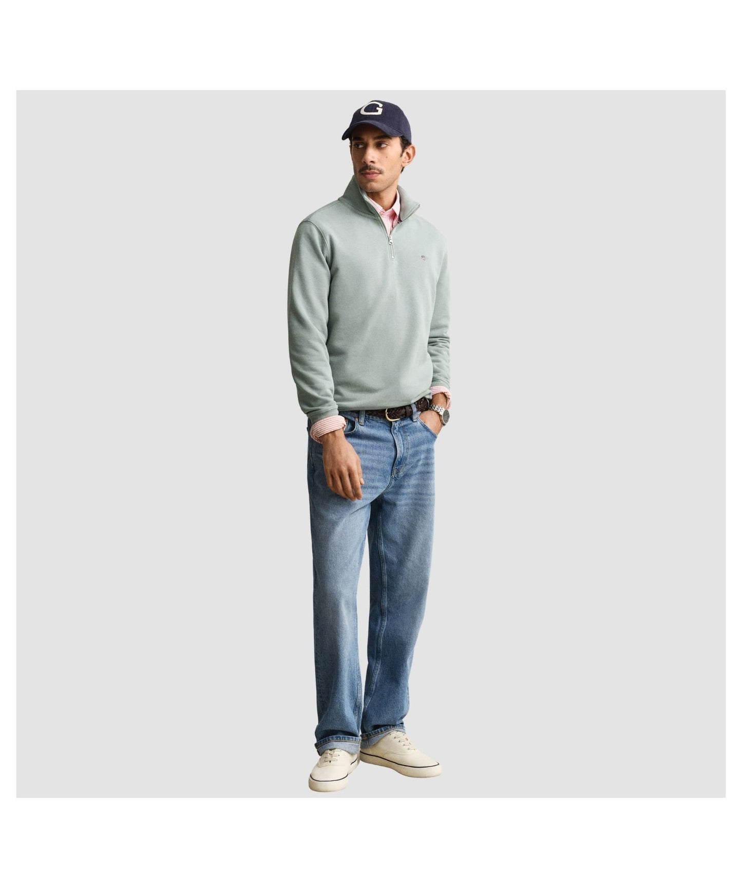 GANT Shield Half-Zip Sweatshirt - Ceramic Grey