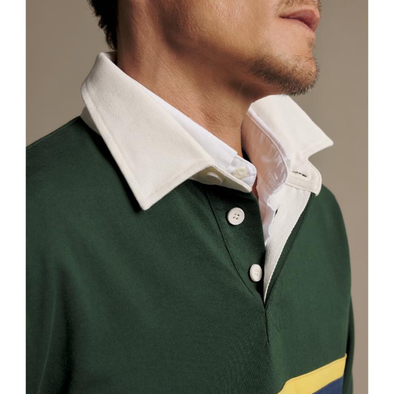 RM Williams Classic R.M.W Panel Rugby Shirt-Pine