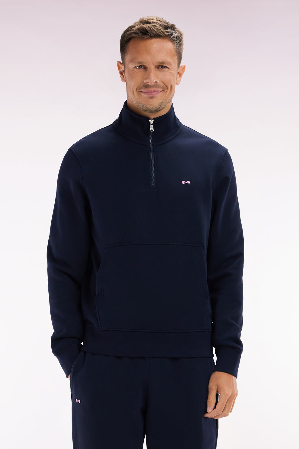 Eden Park Straight Fit Navy cotton 1/4 Zip Sweatshirt