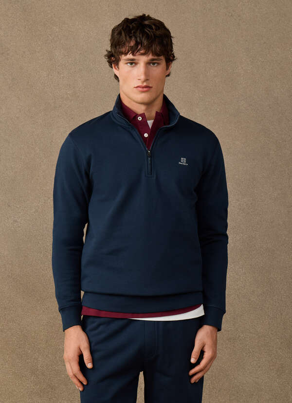 Hackett Heritage Branded Cotton Quarter Zip Sweatshirt-Old Navy