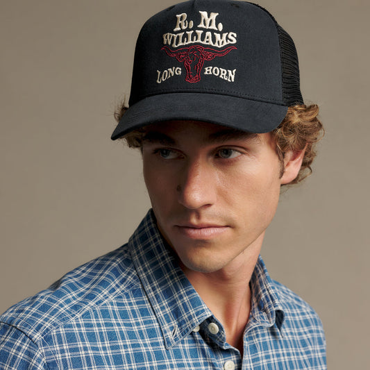 RM Williams RMW Longhorn Trucker Cap-Black Wash