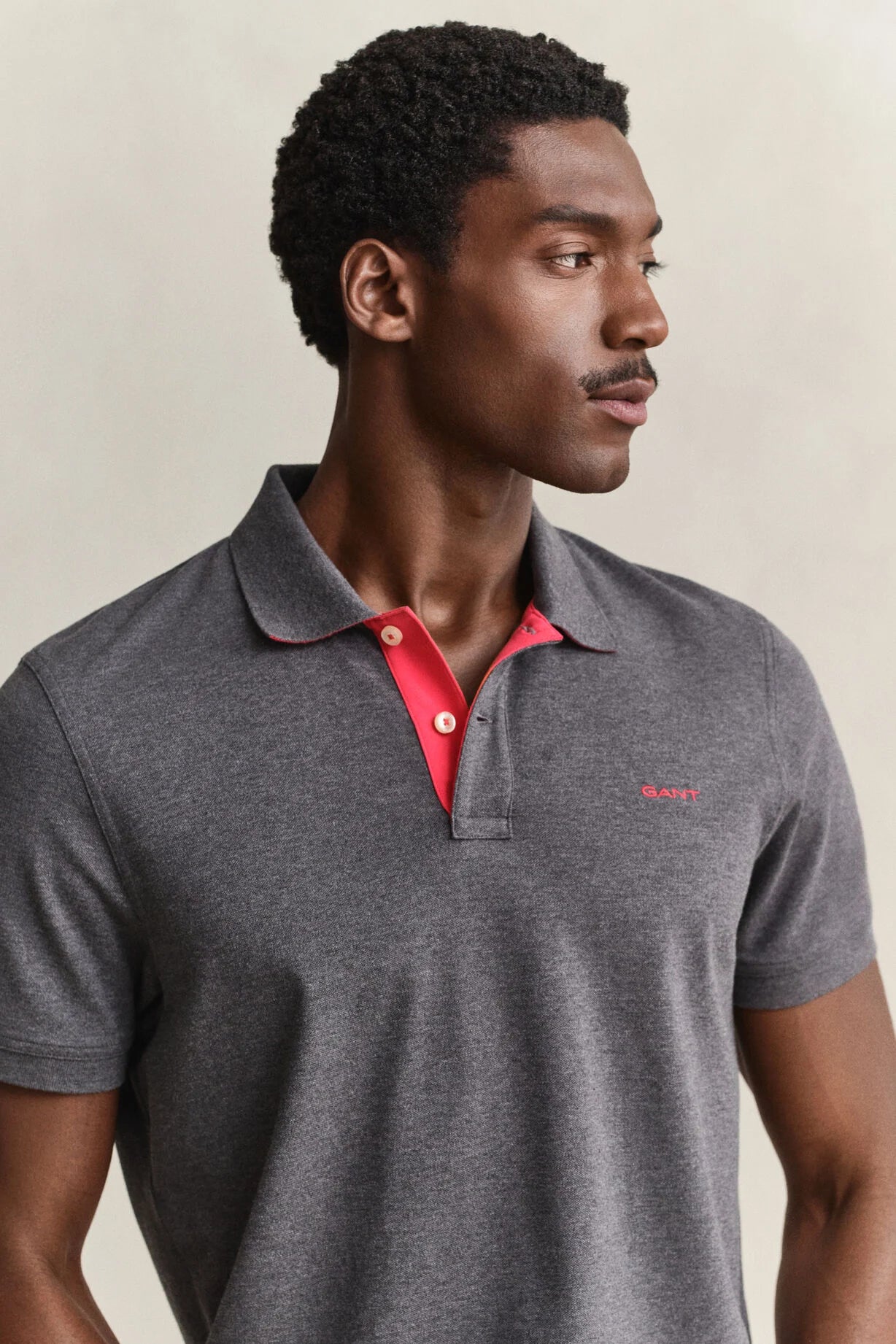 GANT Contrast Pique Polo Shirt-Antracite Melange