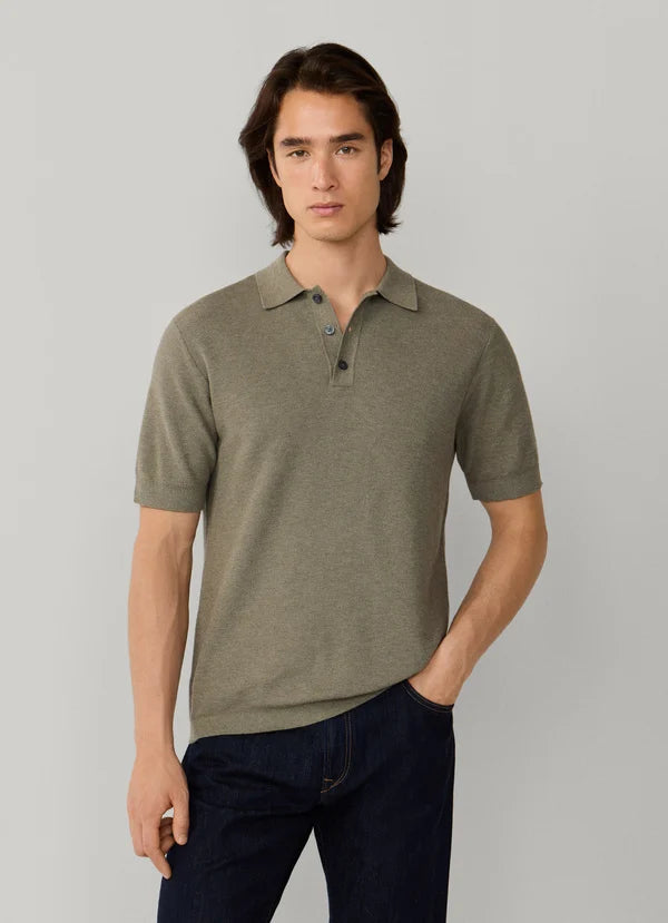 Hackett Classic Fit SS Knit Polo-Sage Green