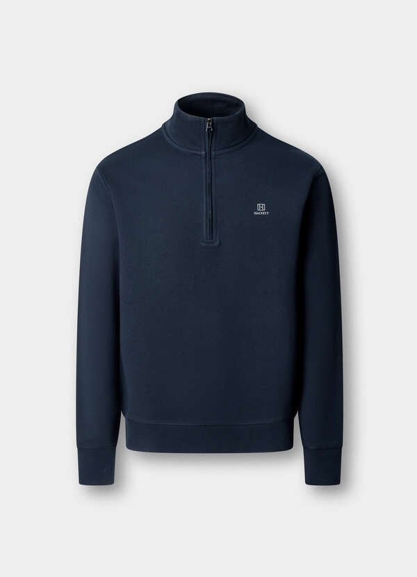 Hackett Heritage Branded Cotton Quarter Zip Sweatshirt-Old Navy