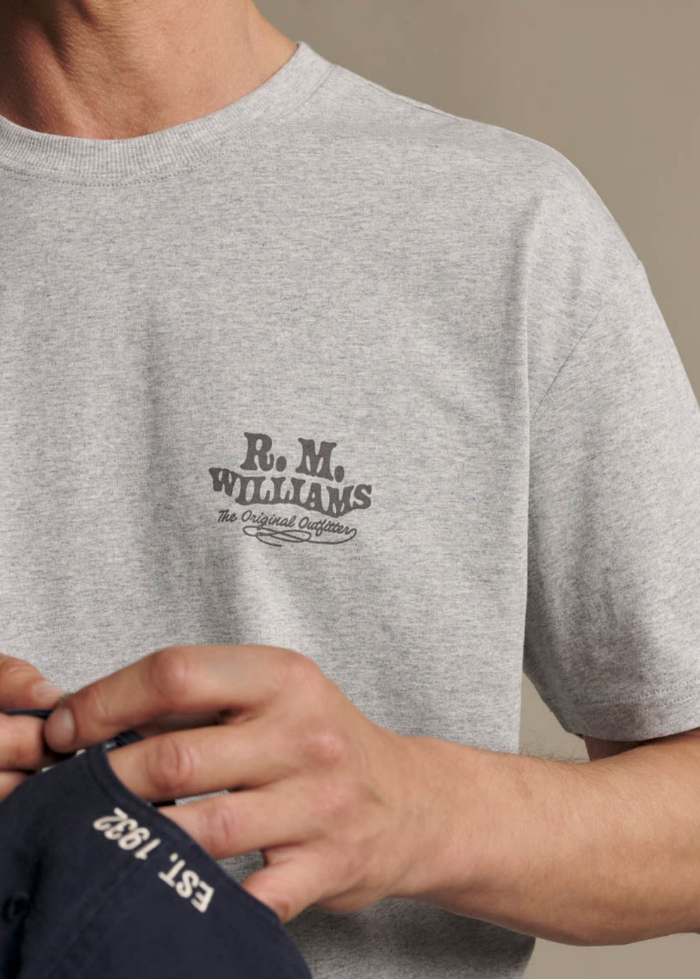 RM Williams Kandos T-Shirt-Grey Marle