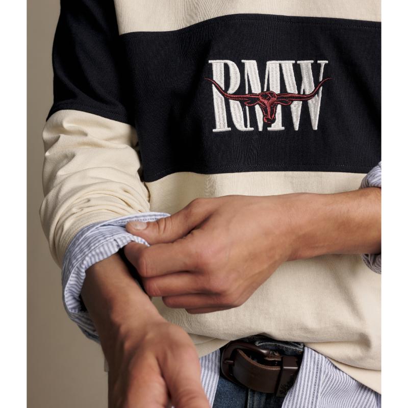 RM Williams Heritage Panel Rugby Shirt-Ecru