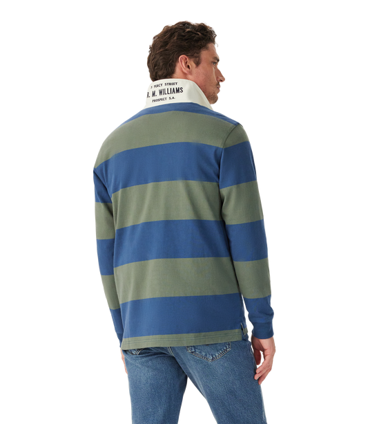 RM Williams Jones Stripe Rugby Shirt-Ensign Blue