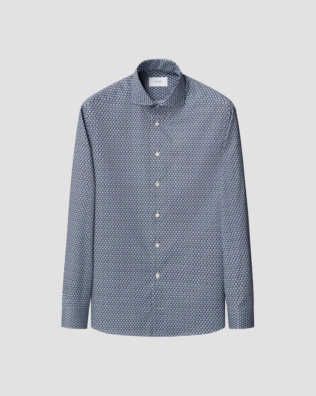 Eton Geometric Signature Twill Contemporary Fit Shirt-Blue