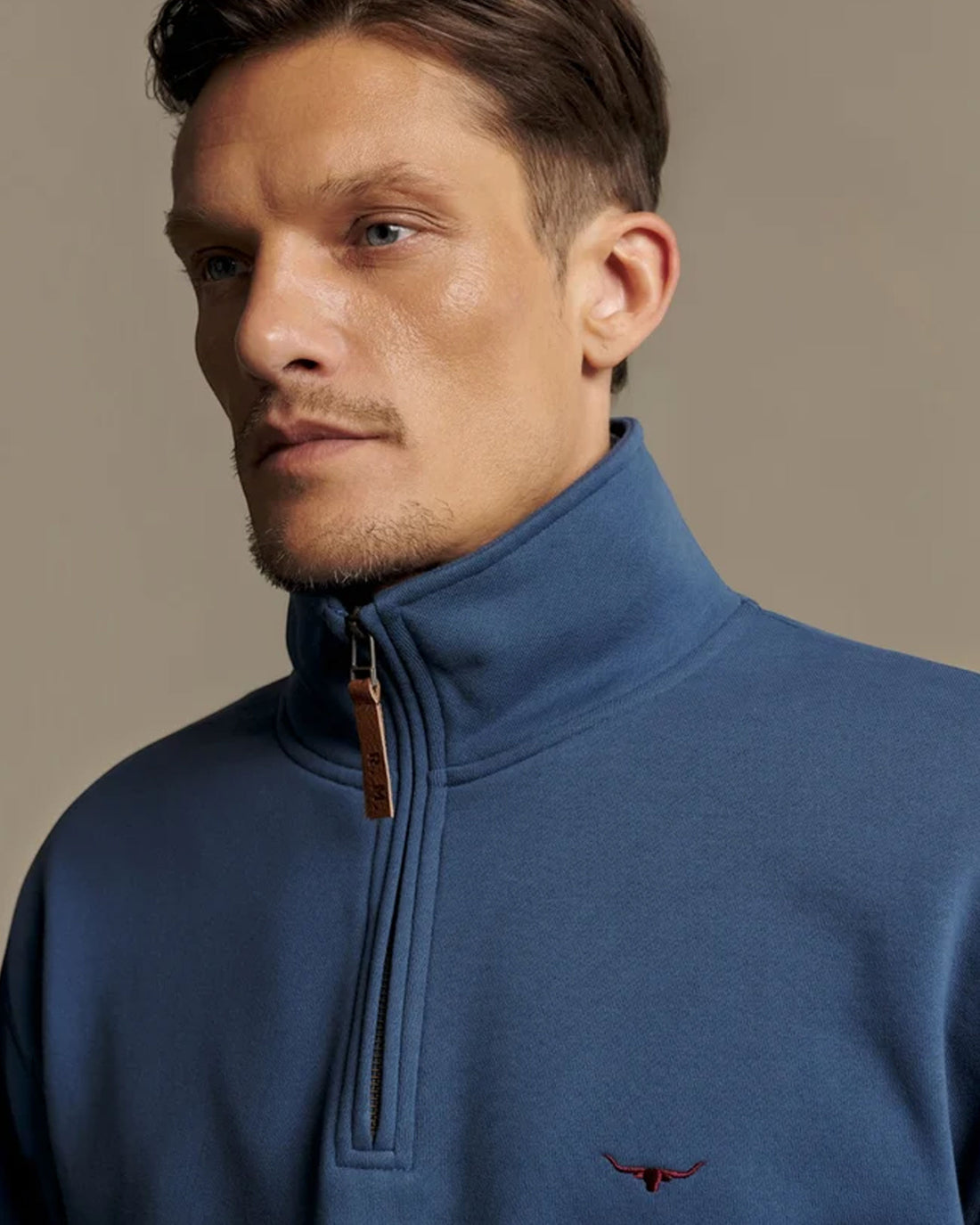 RM Williams Mulyungarie 1/4 Zip Sweatshirt-Mid Blue