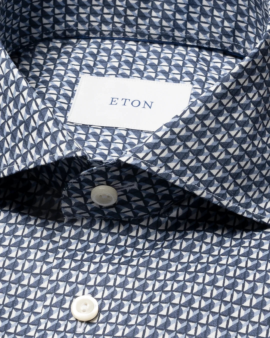 Eton Geometric Signature Twill Contemporary Fit Shirt-Blue