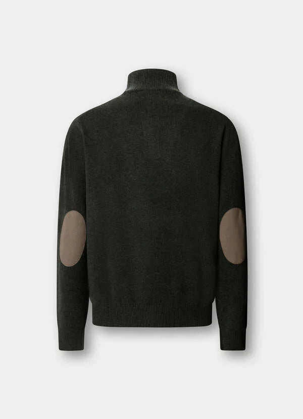 Hackett London Lambswool Quarter Zip Jumper-Hunter Green