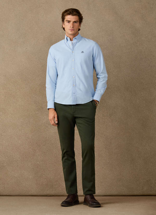 Hackett Heritage Classic Fit Solid Oxford Shirt-Blue