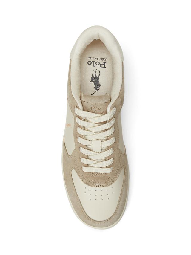 Polo Ralph Lauren Masters Court Leather/Suede Trainers-Milkshake/Ecru