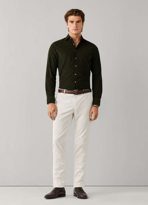 Hackett London Tailored Fit Smart Babycord Shirt-Hunter Green